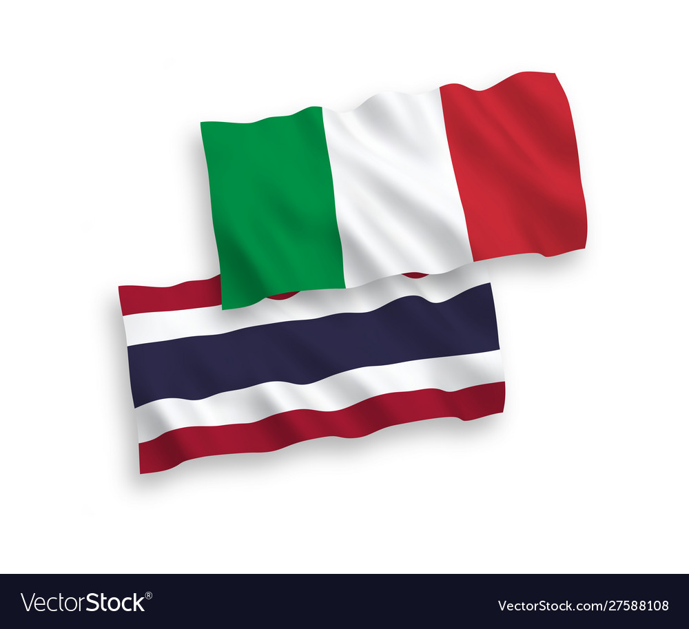 Italy and Thailand Flags - White Background