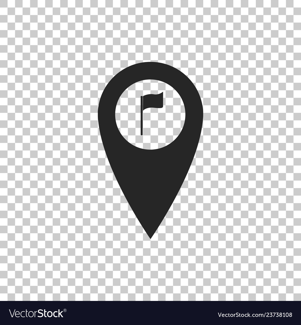 Map pointer with golf flag icon isolated