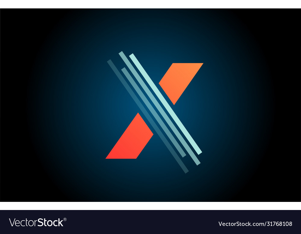 Orange blue x alphabet letter logo icon Royalty Free Vector