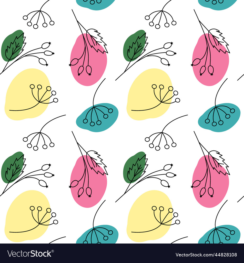 Outline seamless pattern from branches with spots