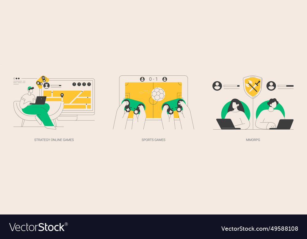 Playing computer games abstract concept vector image Playing computer games abstract concept