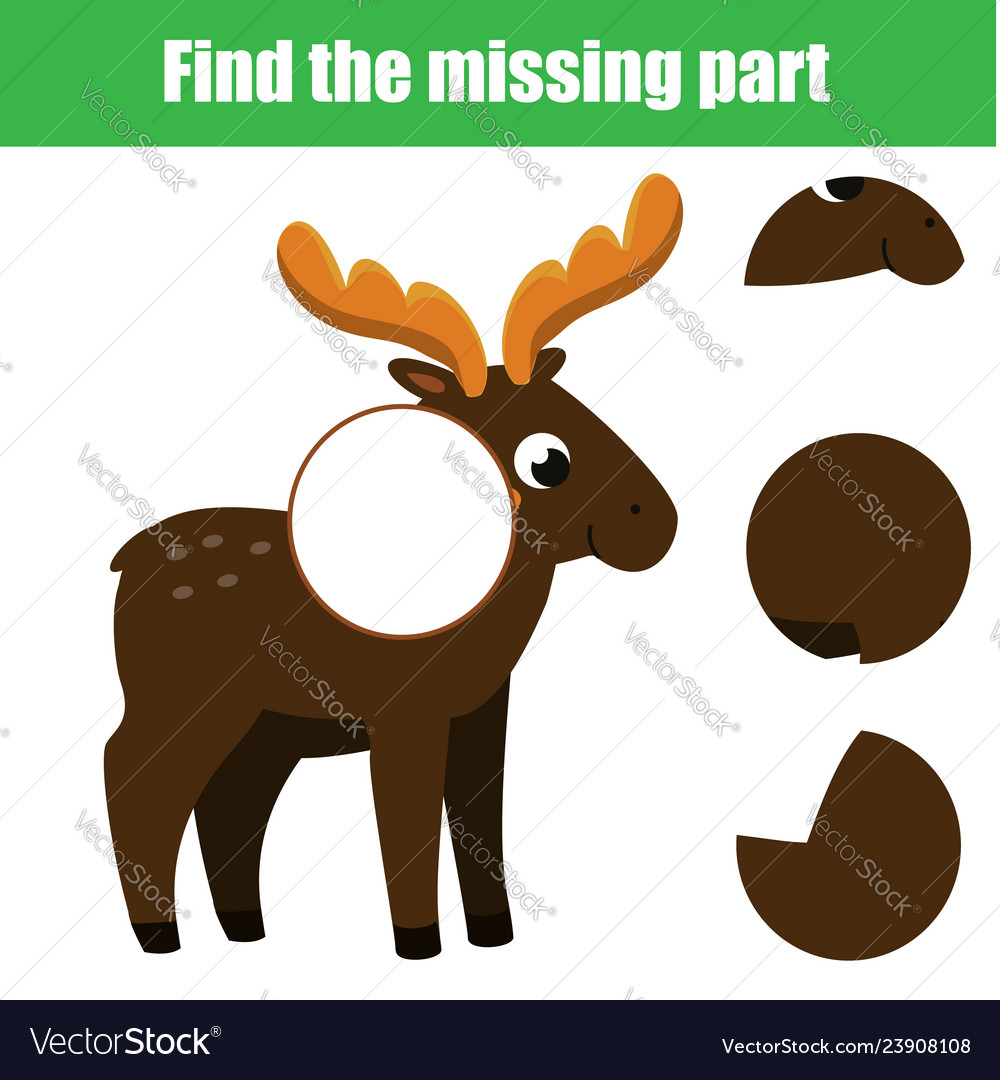 Puzzle for toddlers find the missing part vector image Puzzle for toddlers find the missing part