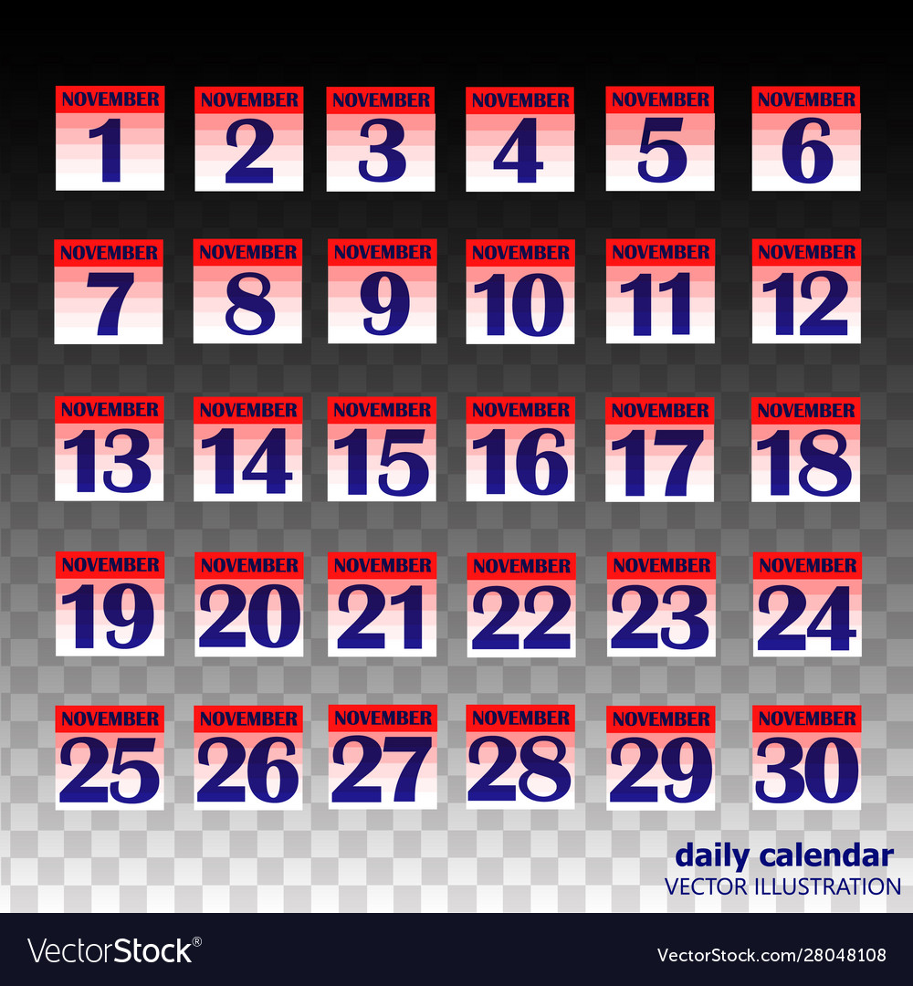 Set buttons with calendar dates for month vector image Set buttons with calendar dates for month