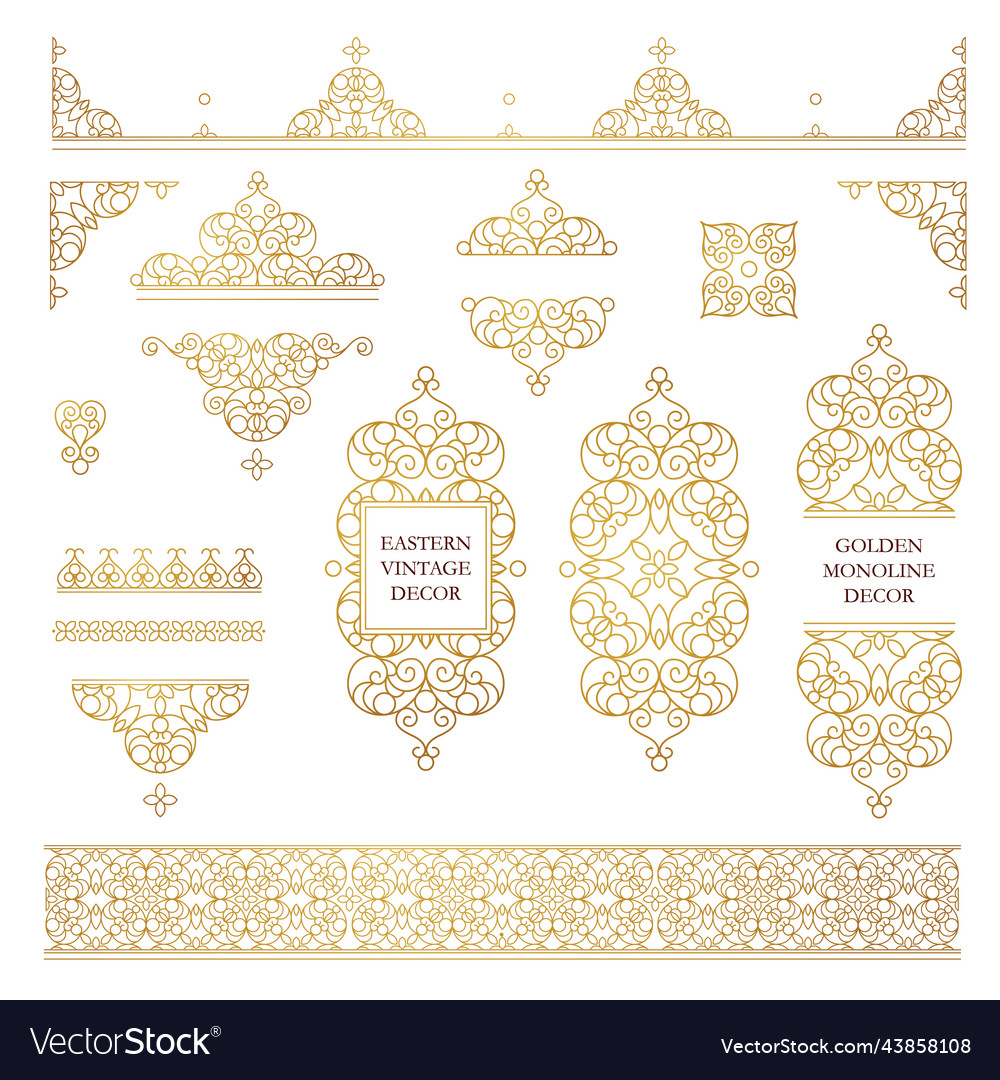 Set of line art frames and borders for design Vector Image Set of line art frames and borders for design