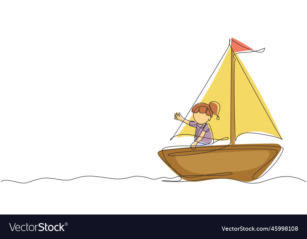 Single continuous line drawing smiling little vector image Single continuous line drawing smiling little