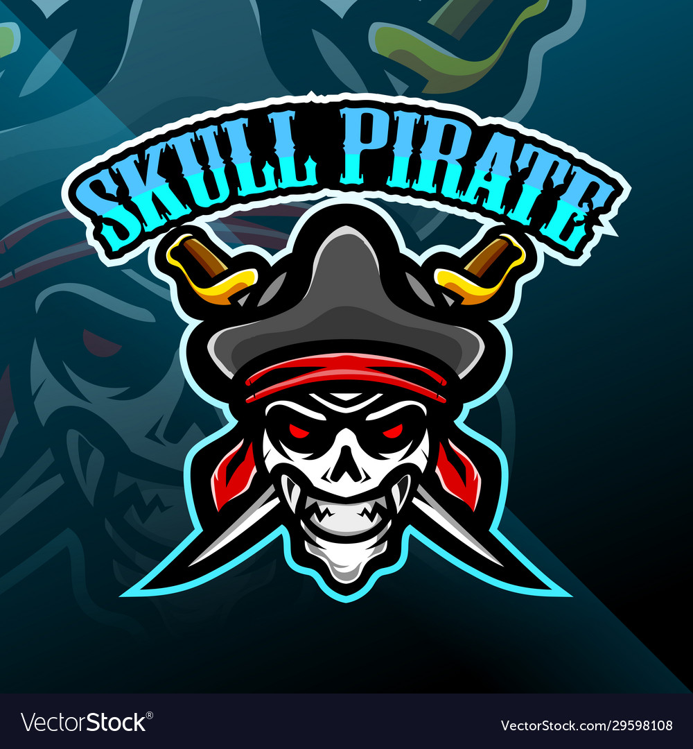 Skull Pirates Mascot Gaming Logo Design Royalty Free Vector