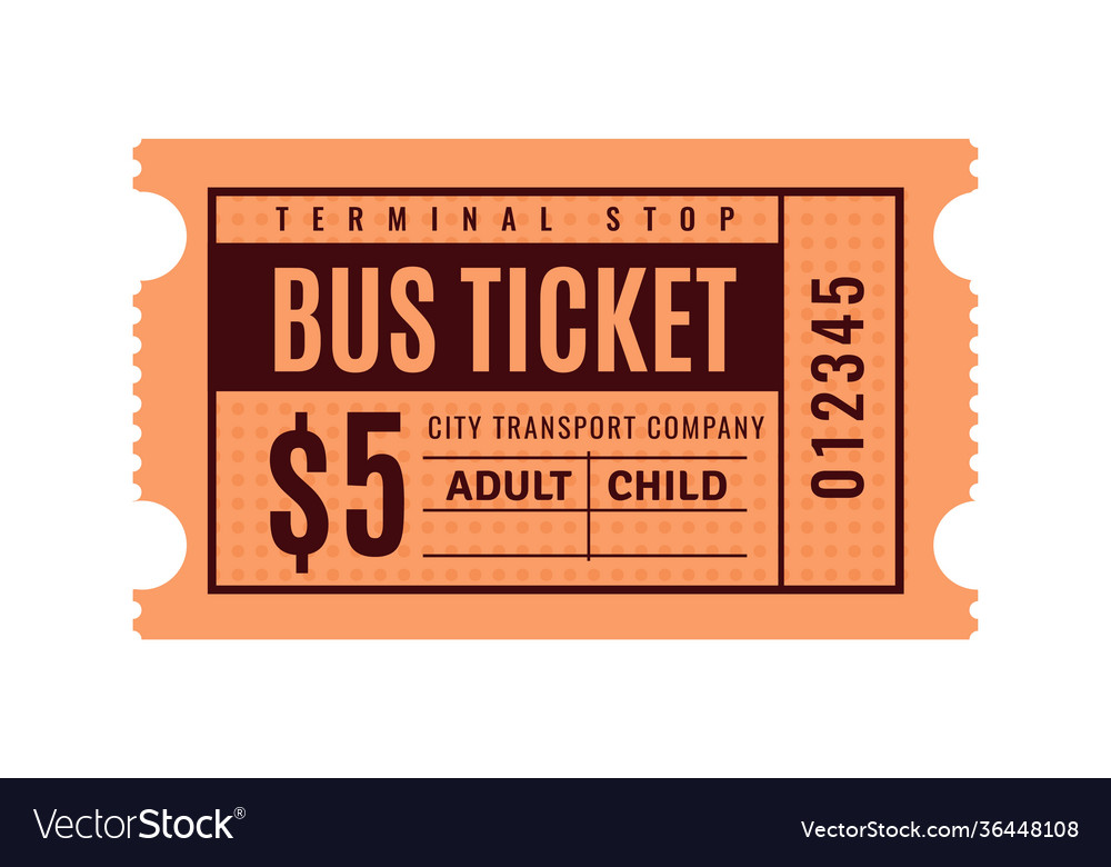 Vintage Bus Ticket Paper Coupon Public Transport Vector Image