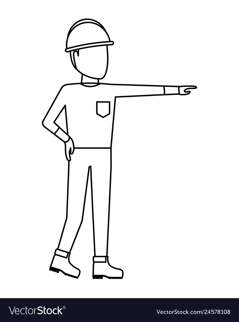 Worker construction man with helmet security Vector Image