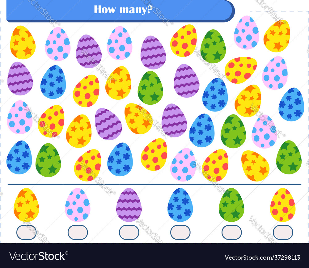 A game for children count how many easter eggs Vector Image