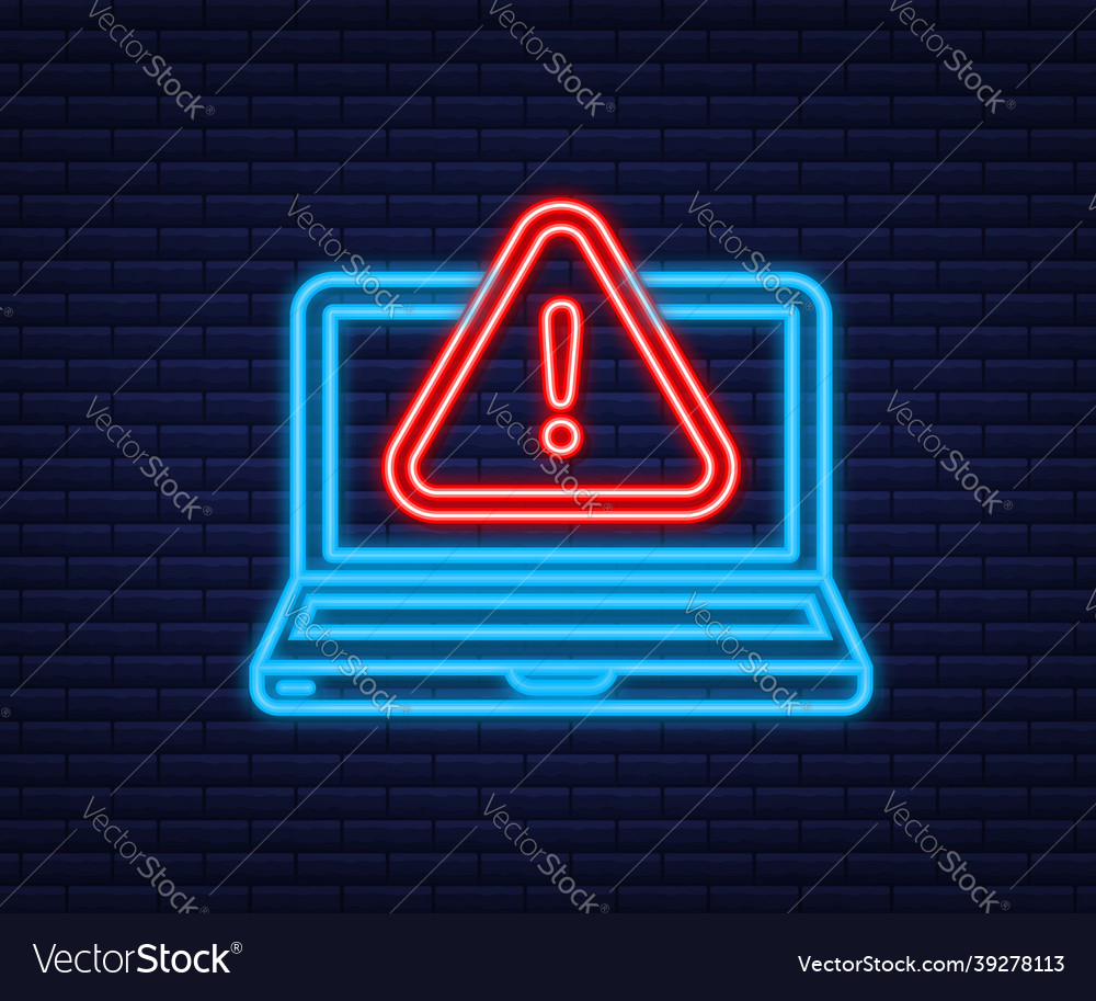 Alert message laptop notification neon icon