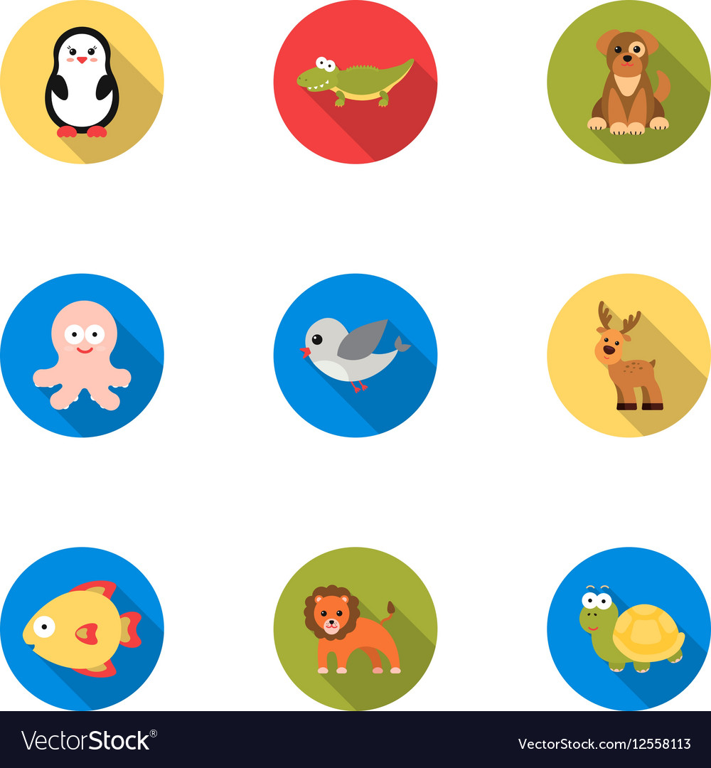 Animals set icons in flat style big collection Vector Image