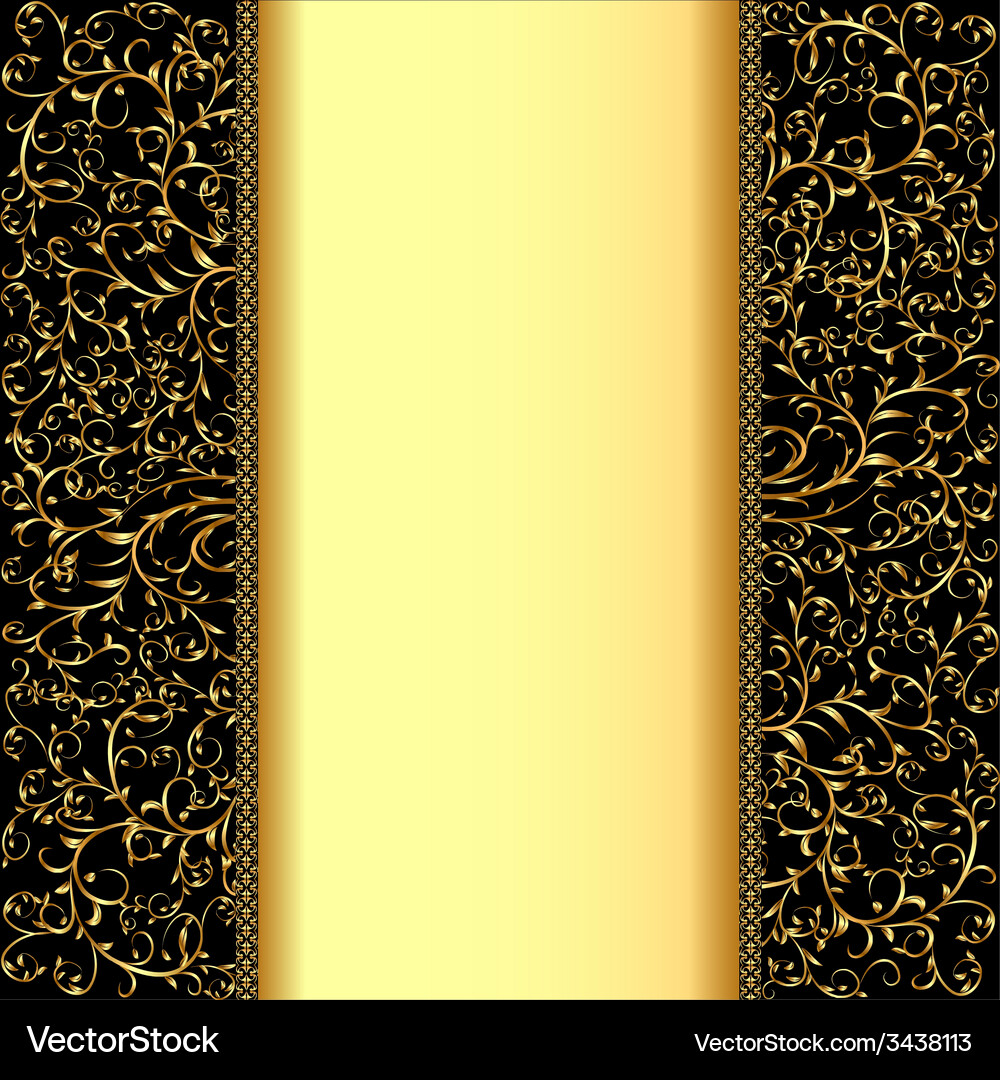 Background with gold ornaments and strip for Vector Image