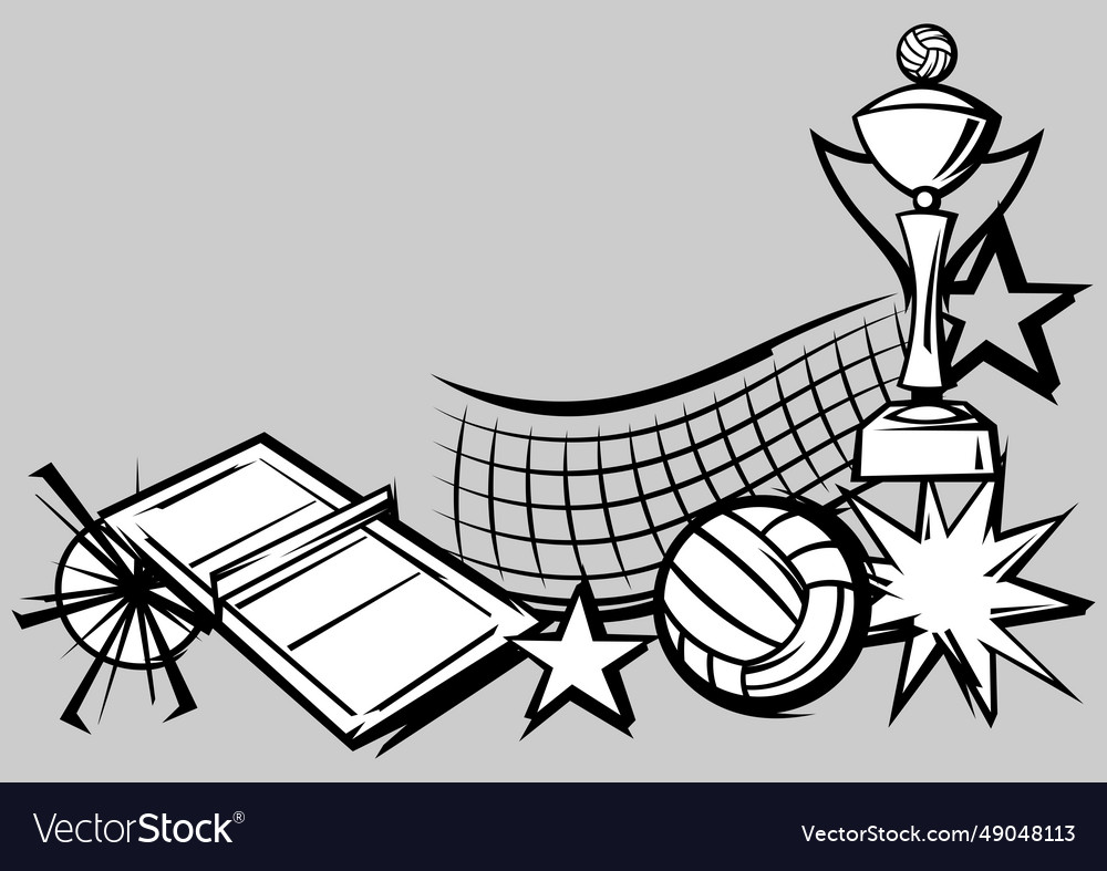 Background with volleyball items sport club Vector Image