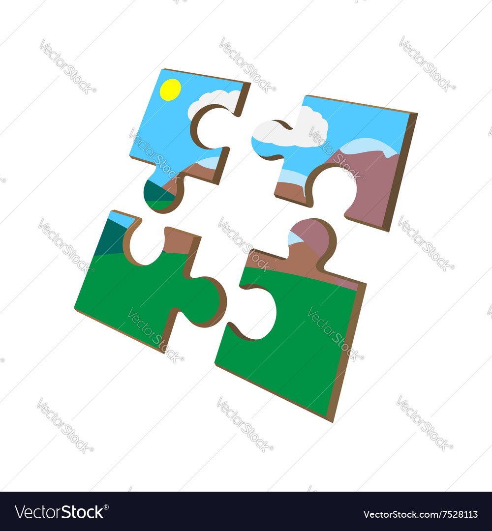 Colorful puzzle cartoon icon Royalty Free Vector Image