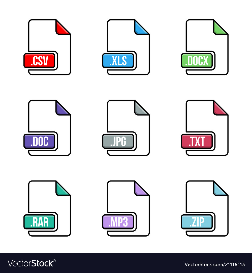 Creative of file type icon set vector image Creative of file type icon set