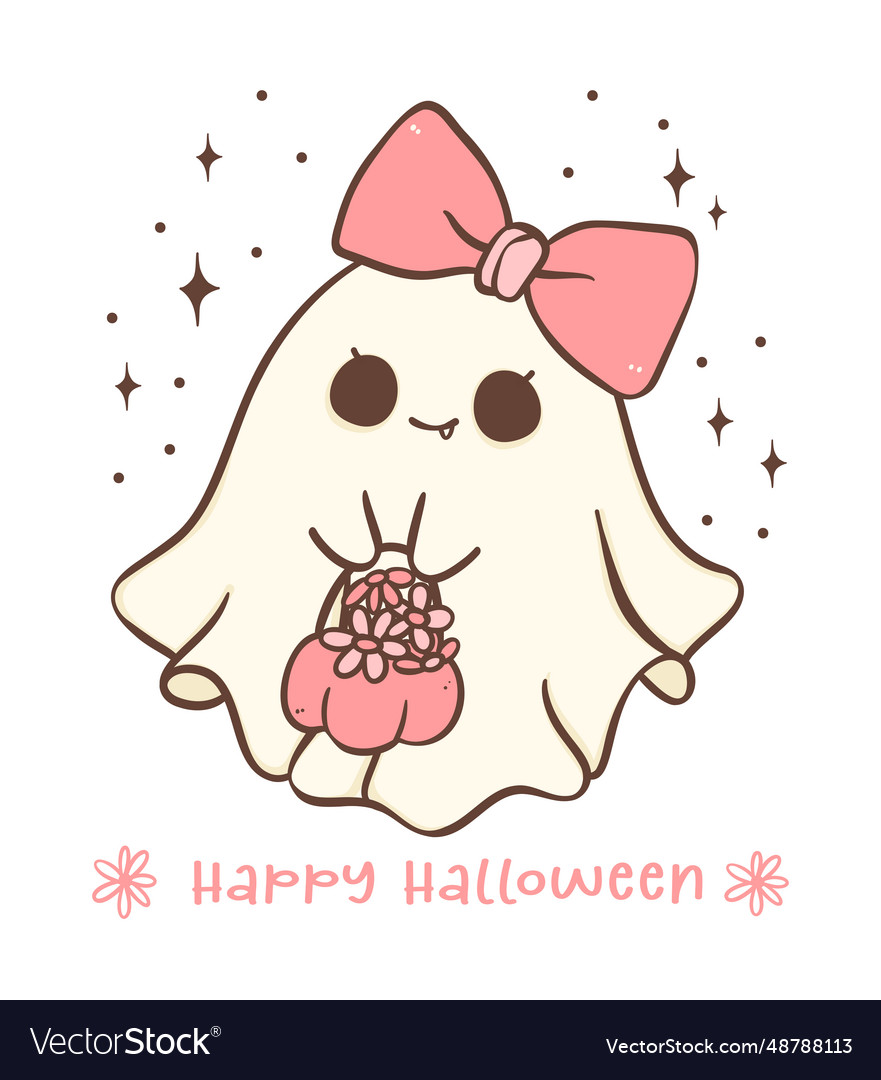 Cute And Cheeky Pink Halloween Ghost Girl Vector Image