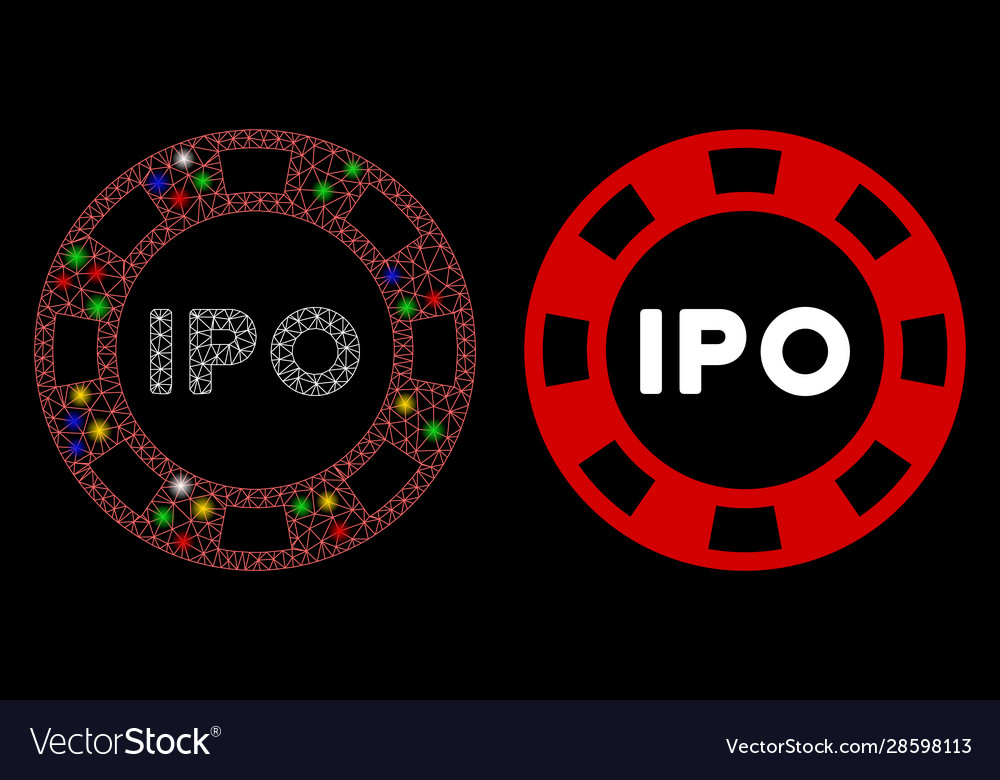 Glowing mesh network ipo token icon with flare