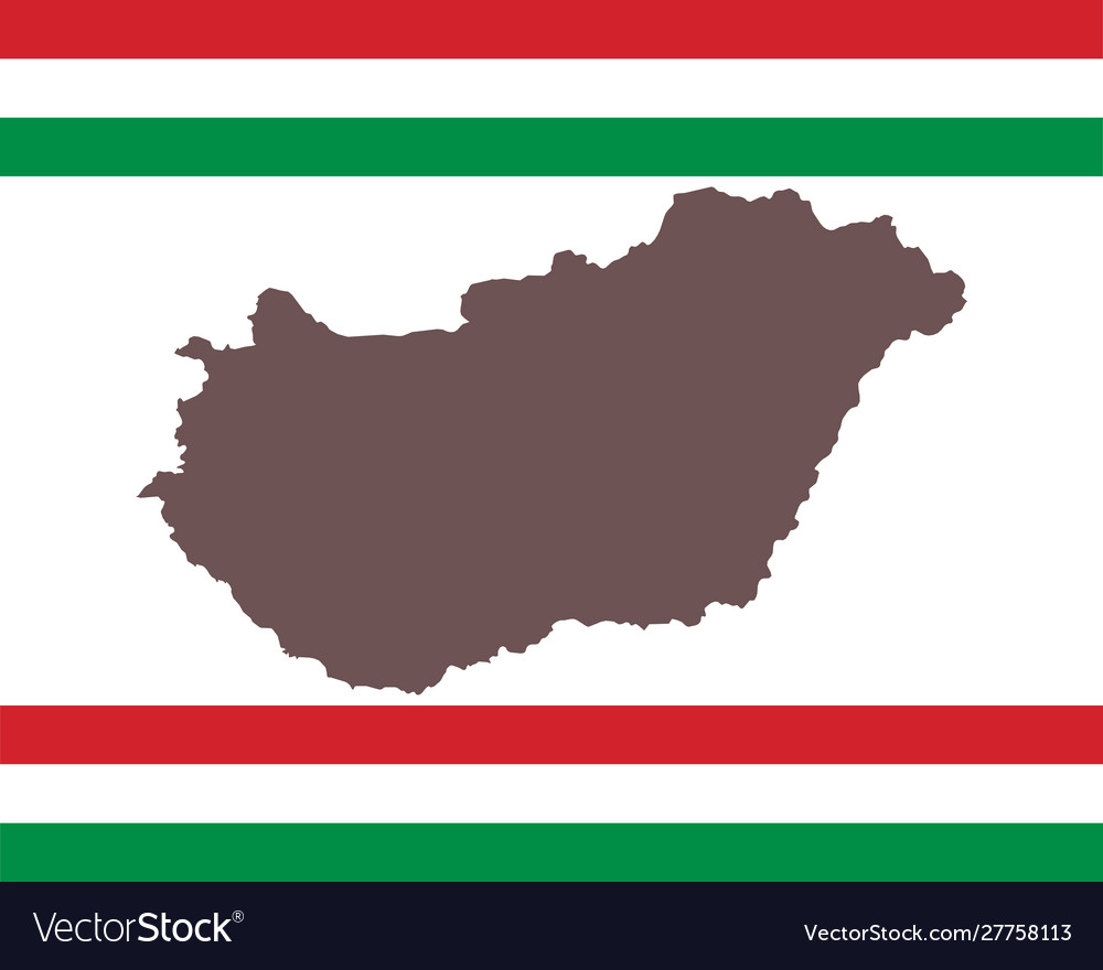 Map hungary on background with flag