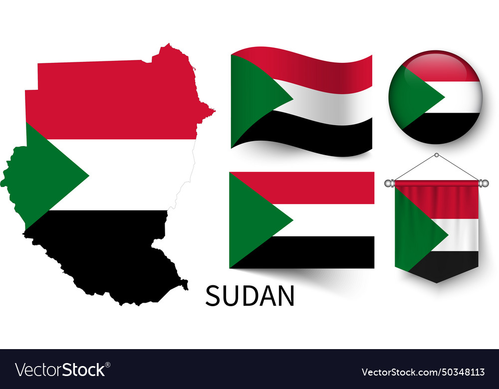 Map of sudan and the various flags
