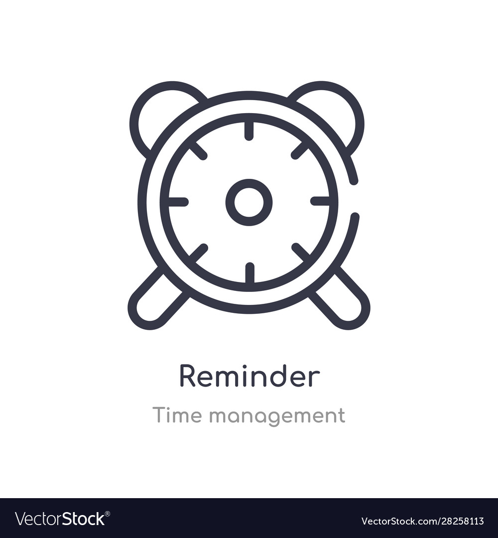 Reminder outline icon isolated line from time
