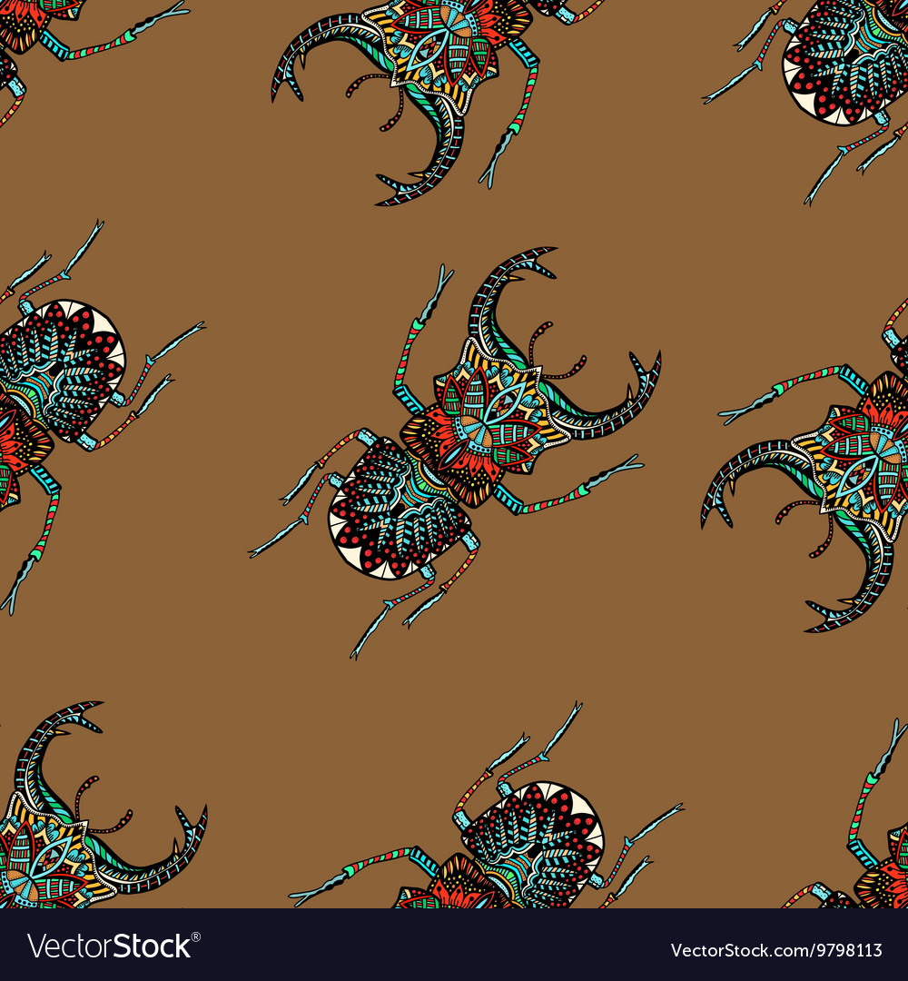 Seamless pattern with beetle