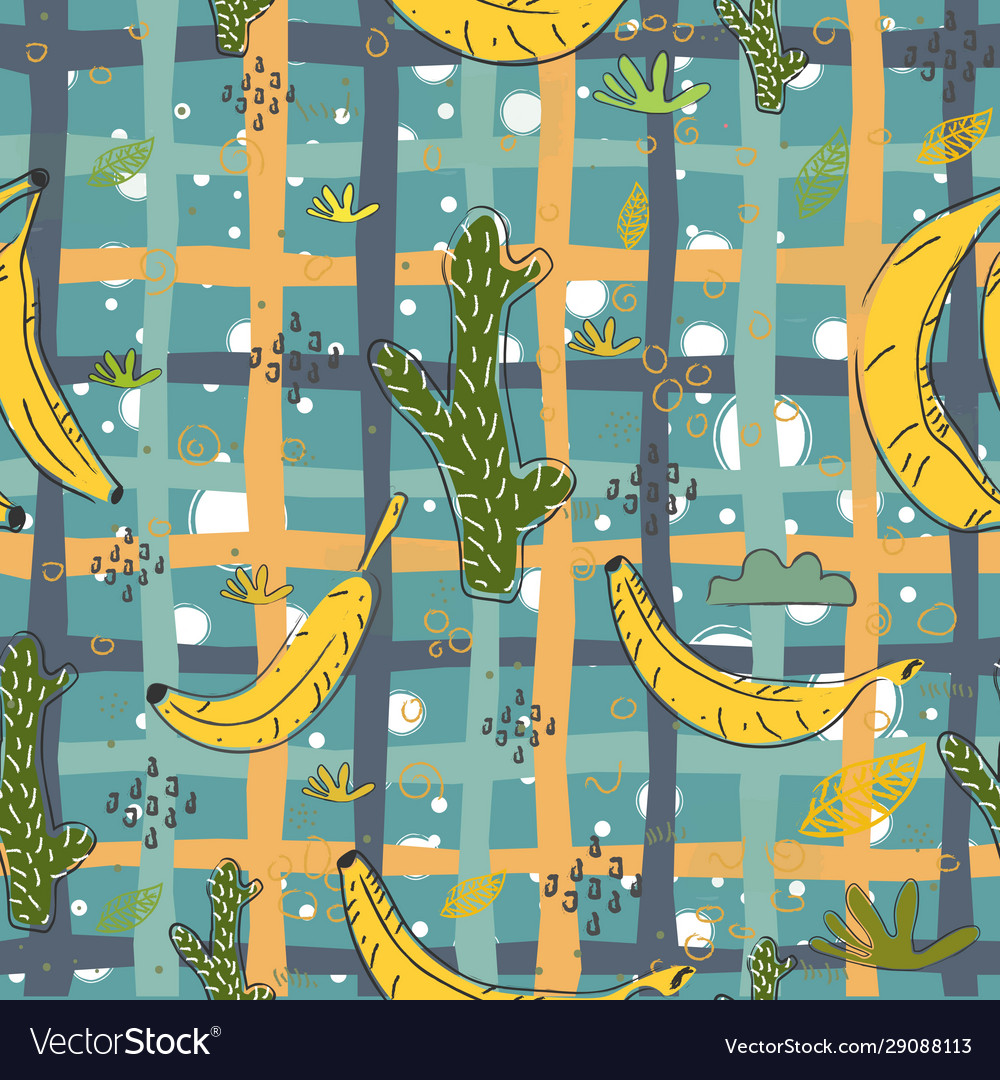 Seamless pattern with hand drawn cacti