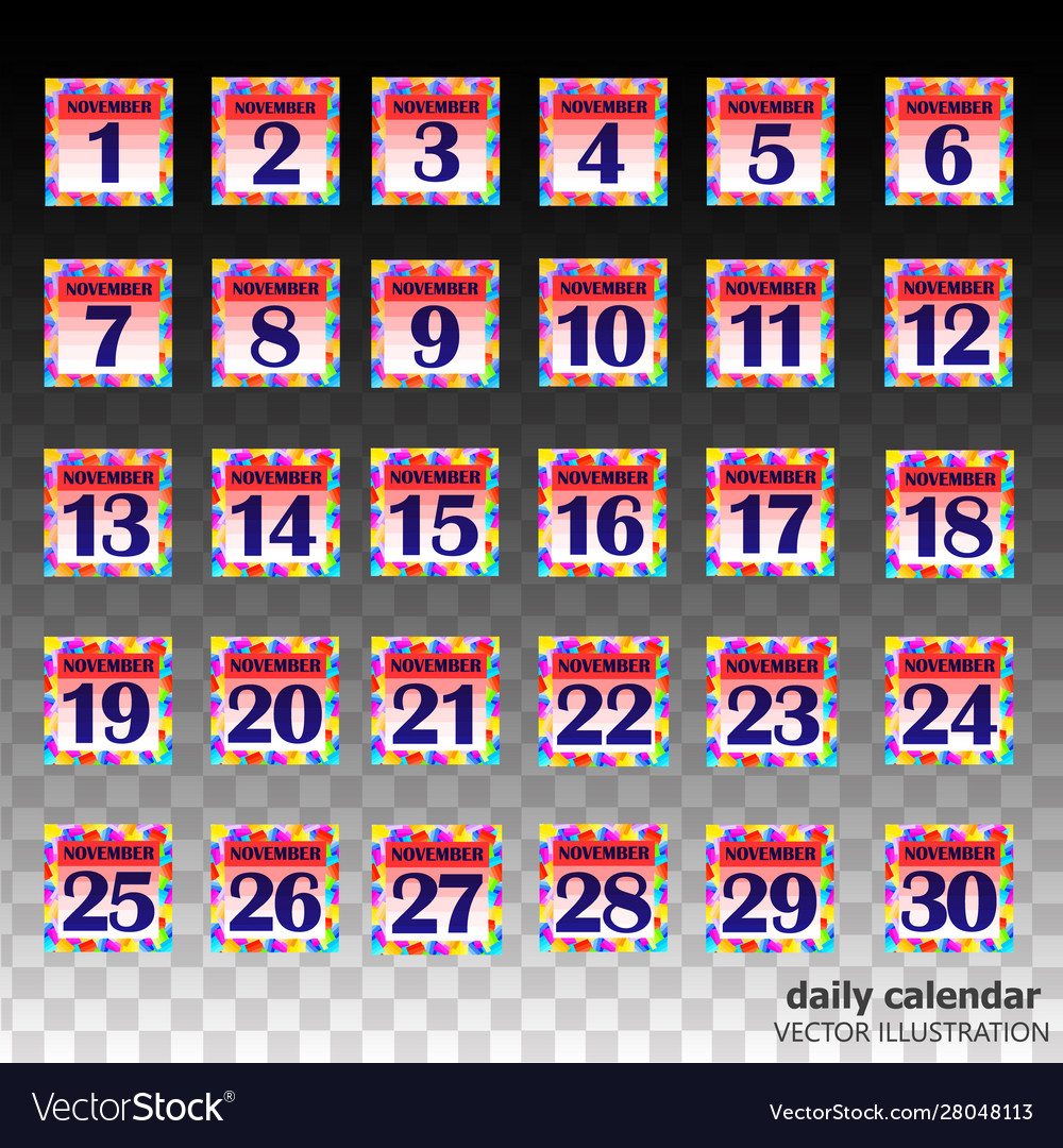 Set buttons with calendar dates for month vector image Set buttons with calendar dates for month