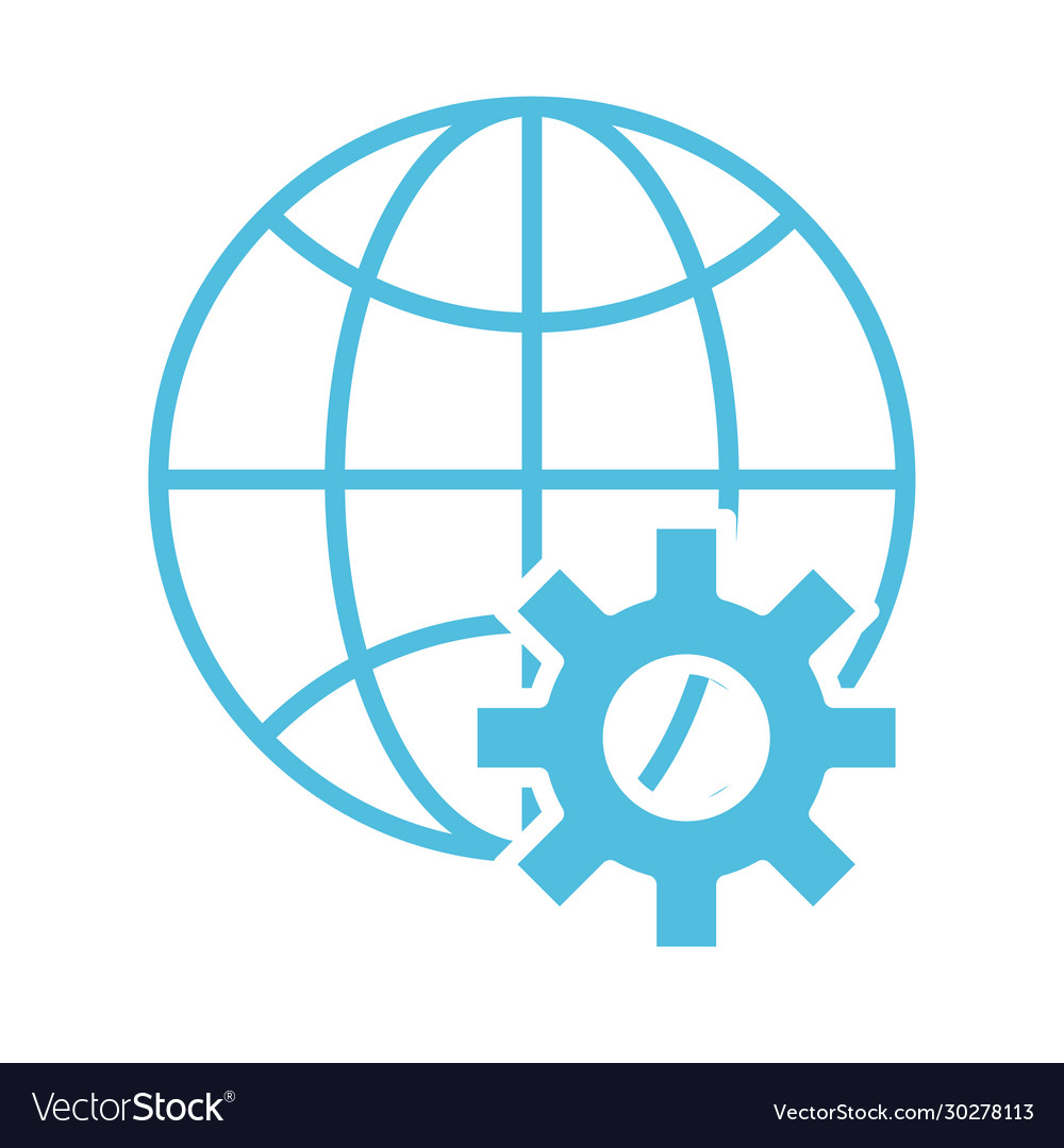 Sphere browser with gear silhouette style icon Vector Image