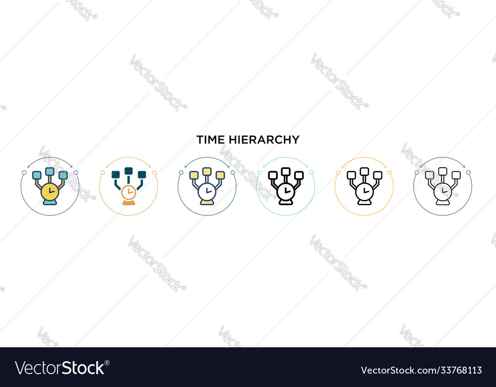 Time hierarchy icon in filled thin line outline Vector Image Time hierarchy icon in filled thin line outline
