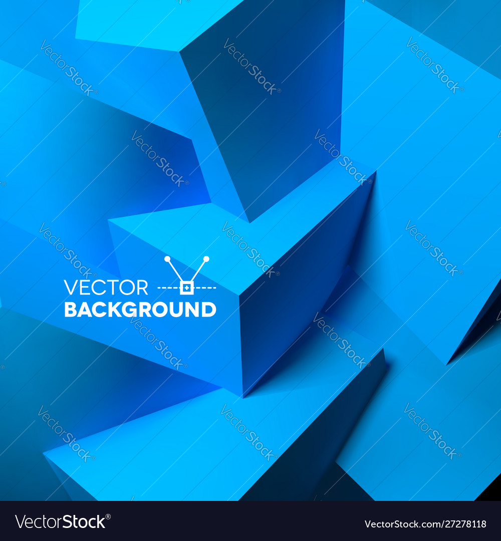 Abstract background with overlapping blue cubes Vector Image Abstract background with overlapping blue cubes