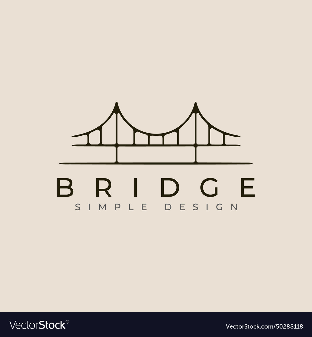 Bridge line art logo icon and symbol building Vector Image