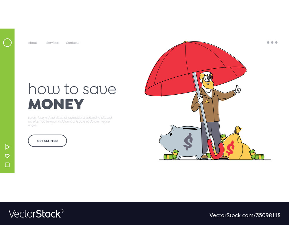 Business man protect capital landing page template