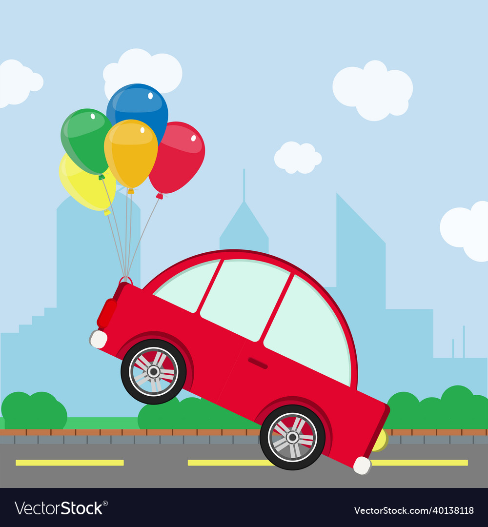 flying car with balloons