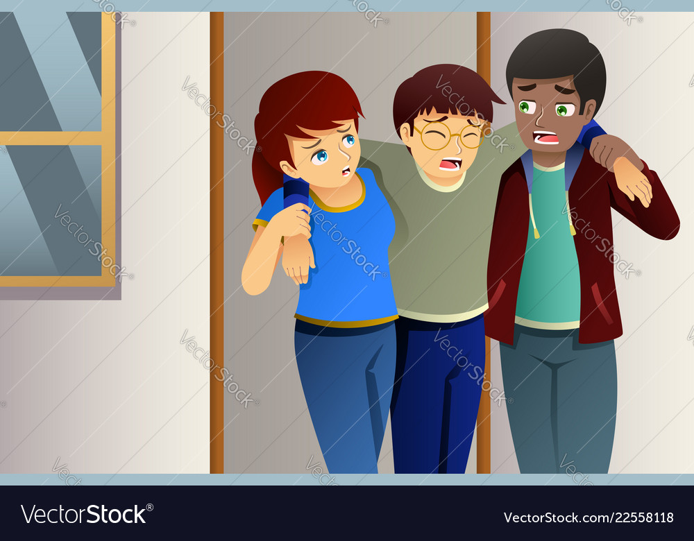 Children Helping Their Injured Friend Royalty Free Vector