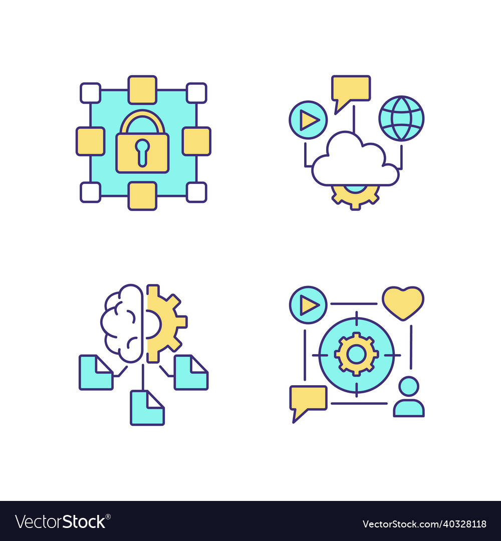 Digital inclusion rgb color icons set vector image Digital inclusion rgb color icons set
