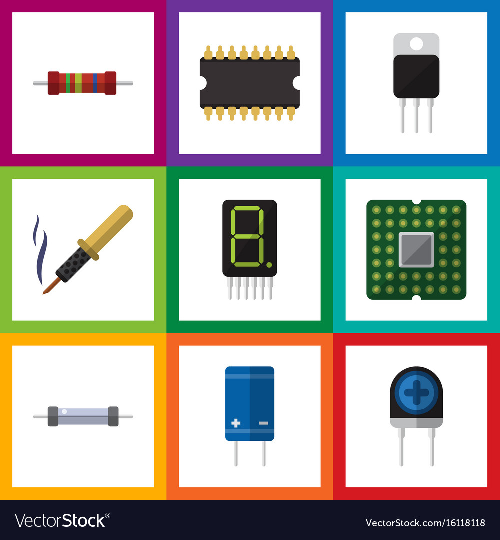 Flat icon electronics set of resistor display