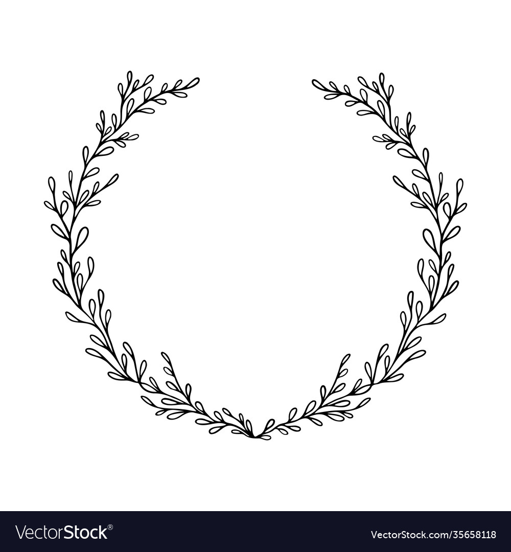 Hand drawn floral wreath ink drawing Royalty Free Vector