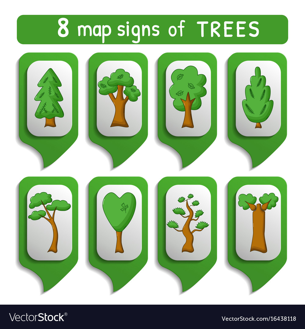 Map sign trees set