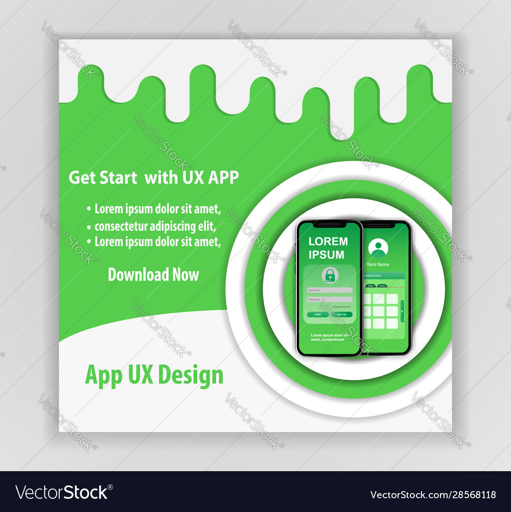 Mobile app ux design template concept Vector Image Mobile app ux design template concept