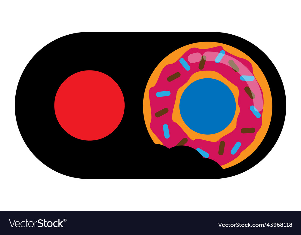 On off button with donut bite vector image On off button with donut bite