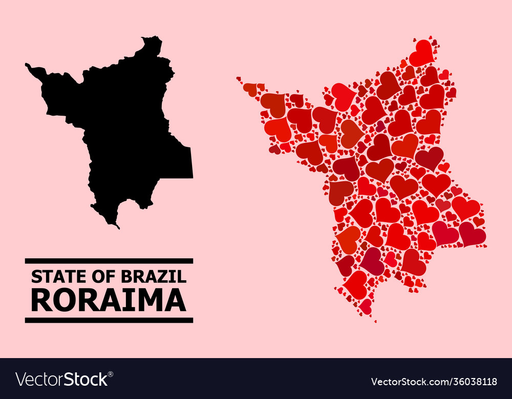 Red love heart pattern map roraima state