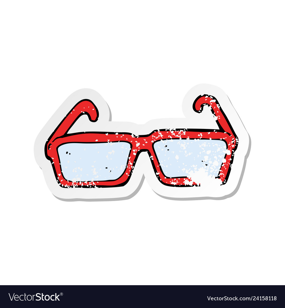 Retro distressed sticker of a cartoon spectacles