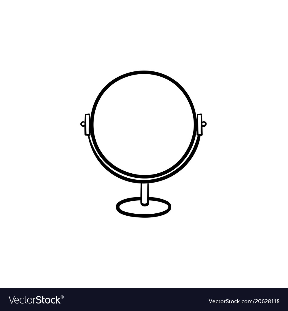 Round makeup mirror hand drawn sketch icon