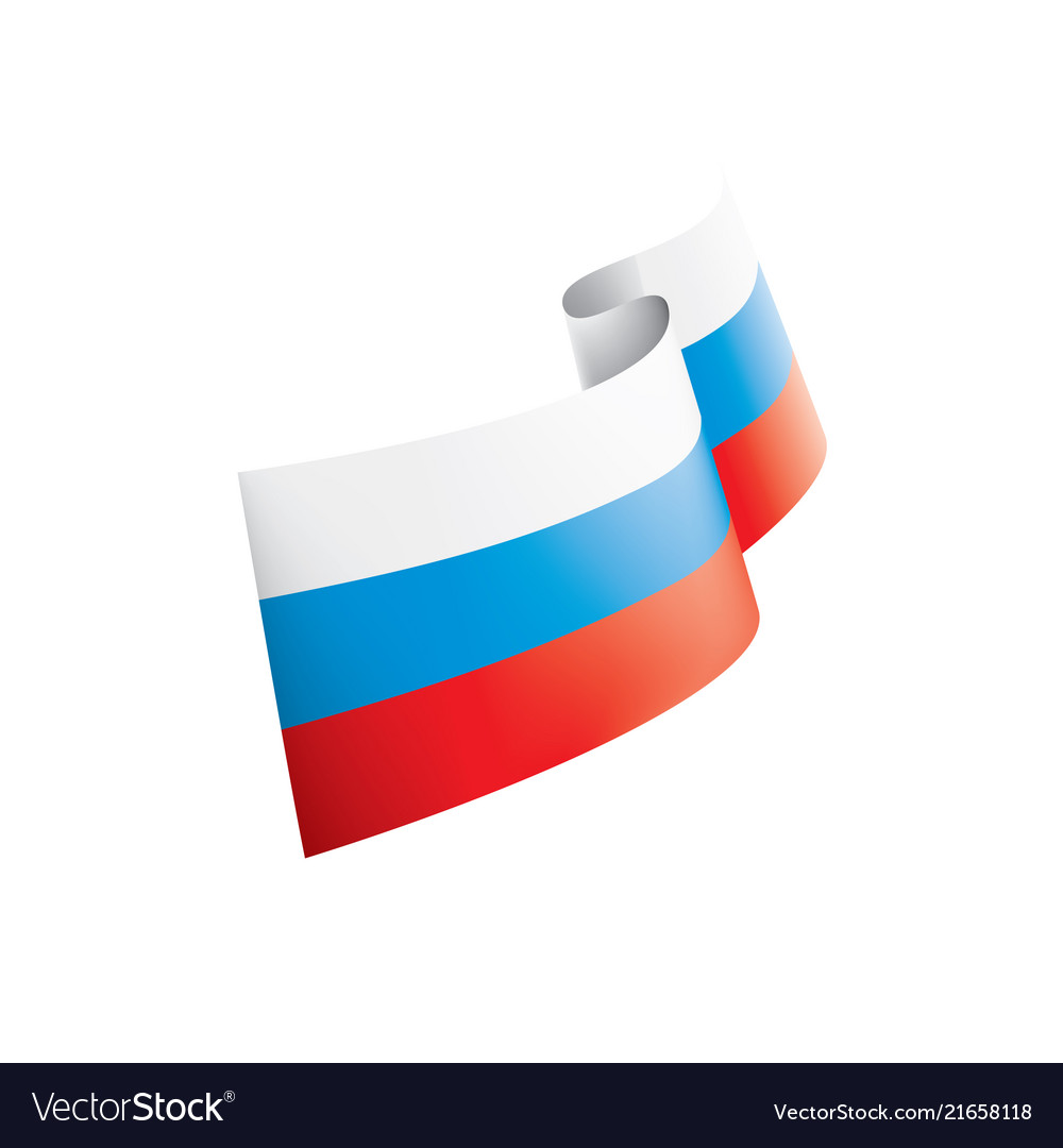 Russia flag on a white