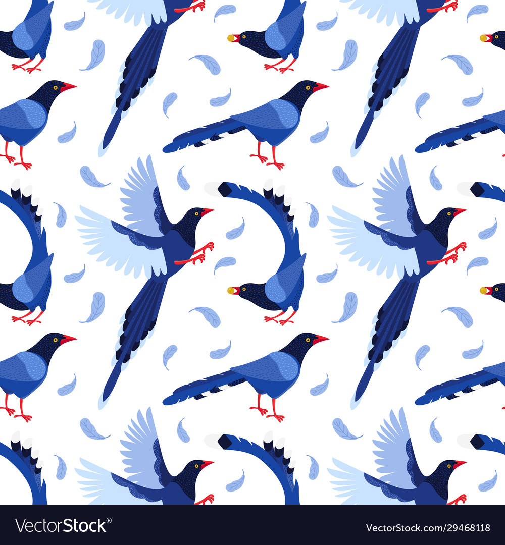 Seamless pattern taiwan azure magpie background