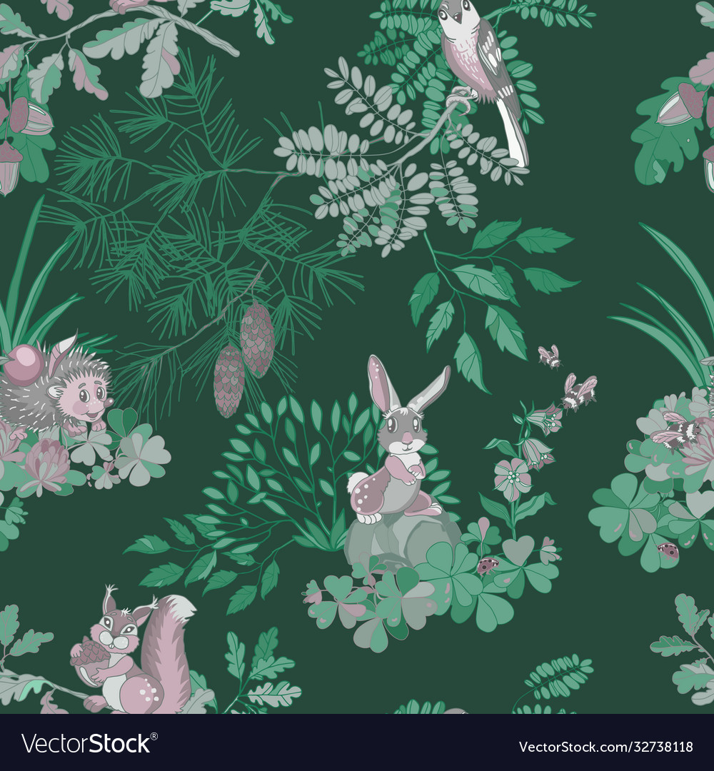 Seamless pattern with nature and forest