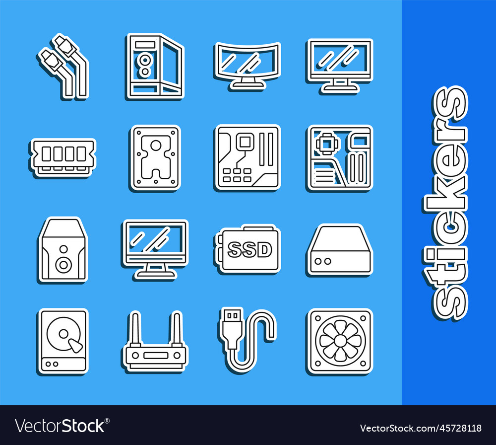 Zeile Computer Kühler Server Daten Web Vector Image Zeile Computer Kühler Server Daten Web