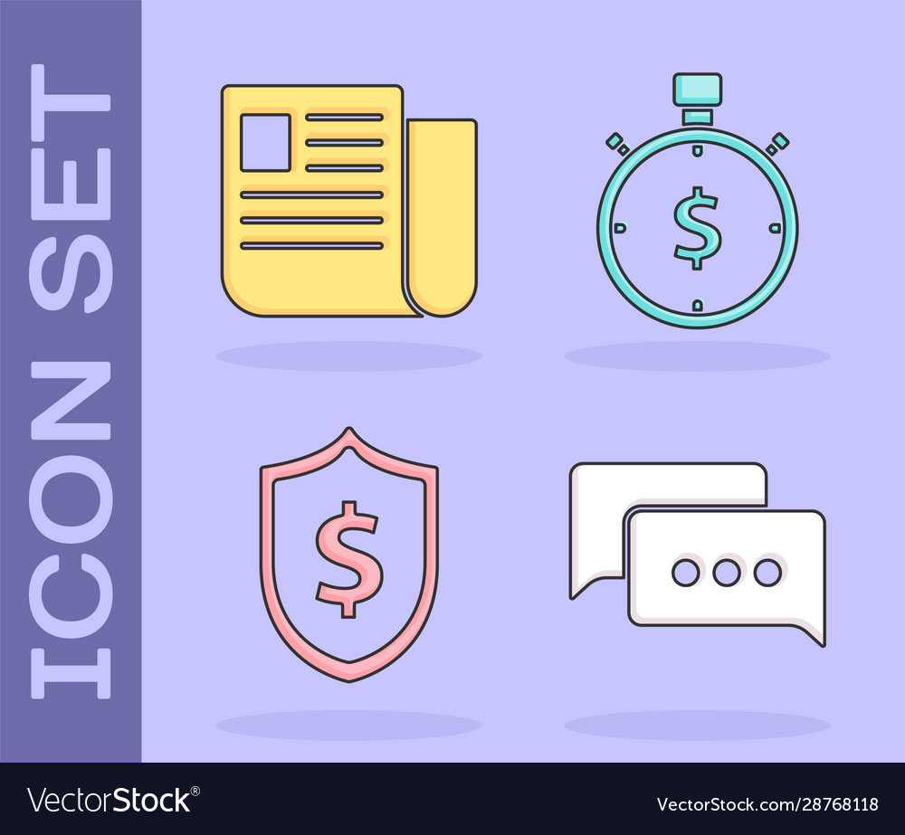 Set speech bubble chat file document shield vector image Set speech bubble chat file document shield