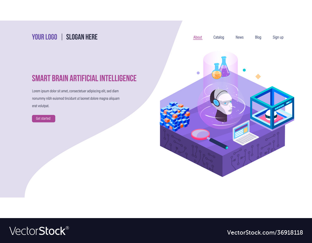 Smart robot with artificial intelligence digital vector image Smart robot with artificial intelligence digital