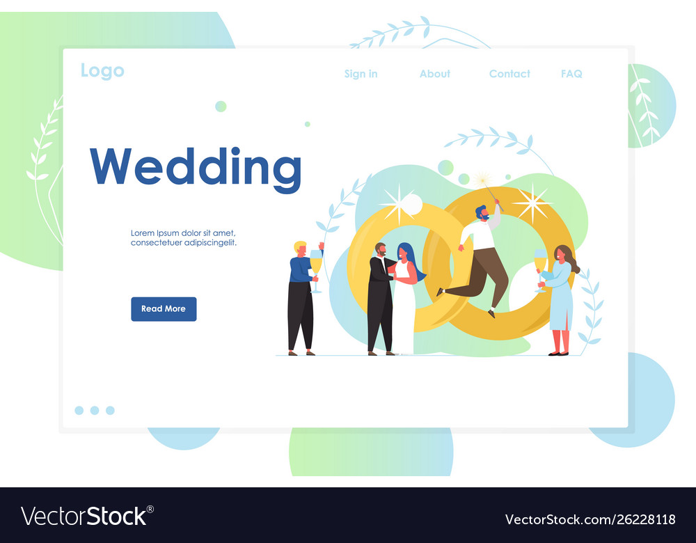 Wedding website landing page design Royalty Free Vector